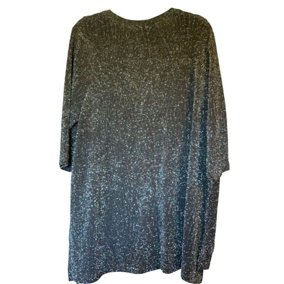 CATHERINES Black All Nighter Metallic Slinky Scoop Neckline Tunic Style Top Sz1X - Picture 4 of 6